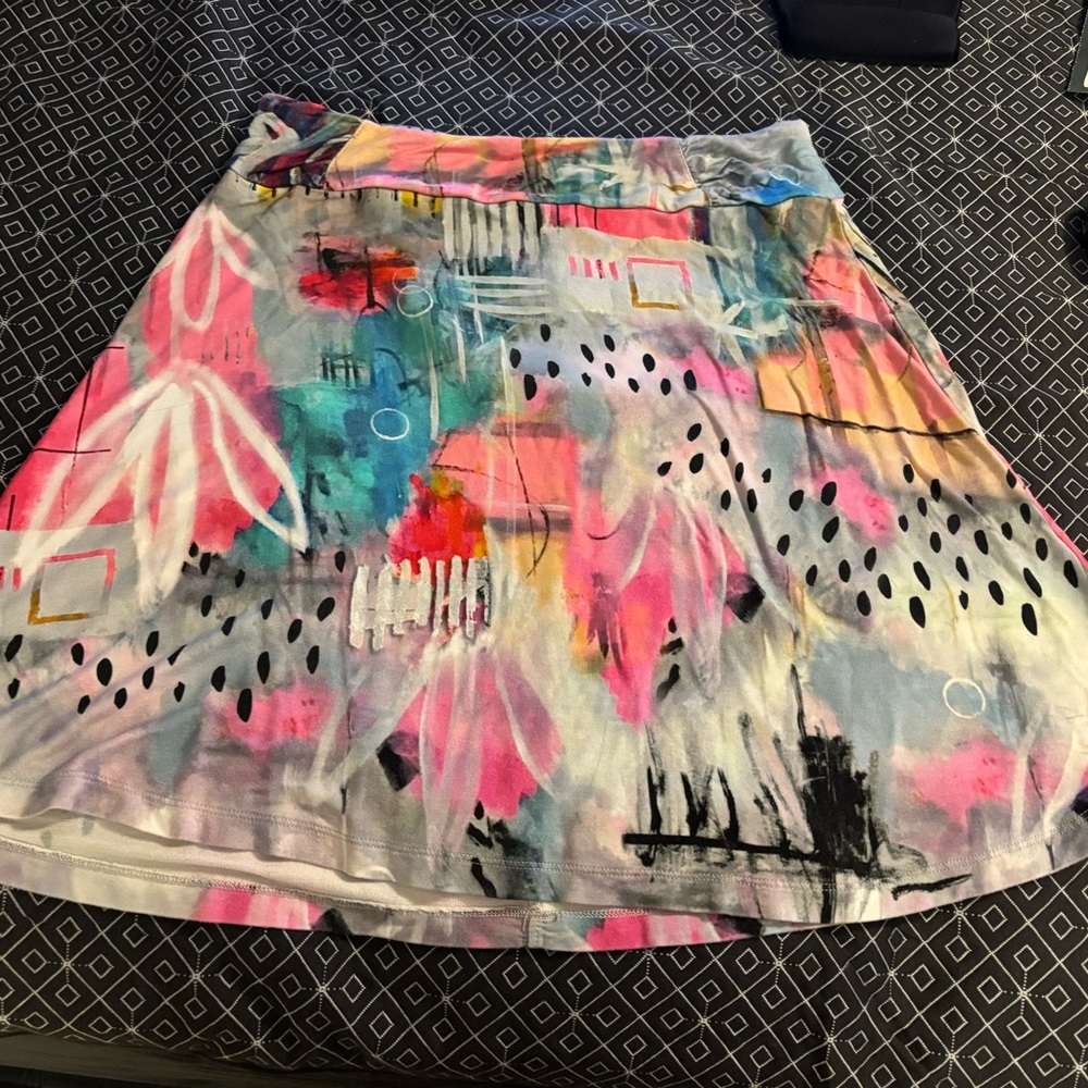 Art Simply by‎ Dolcezza Vibrant Abstract A-Line Skirt